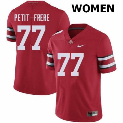 NCAA Ohio State Buckeyes Women's #77 Nicholas Petit-Frere Red Nike Football College Jersey VUY1845ME